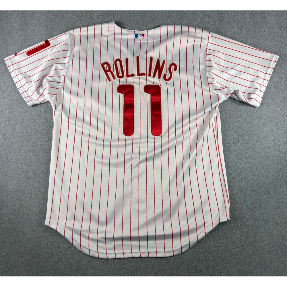 Authentic Jimmy Rollins #11 Philadelphia Phillies Majestic Athletic Jersey 50